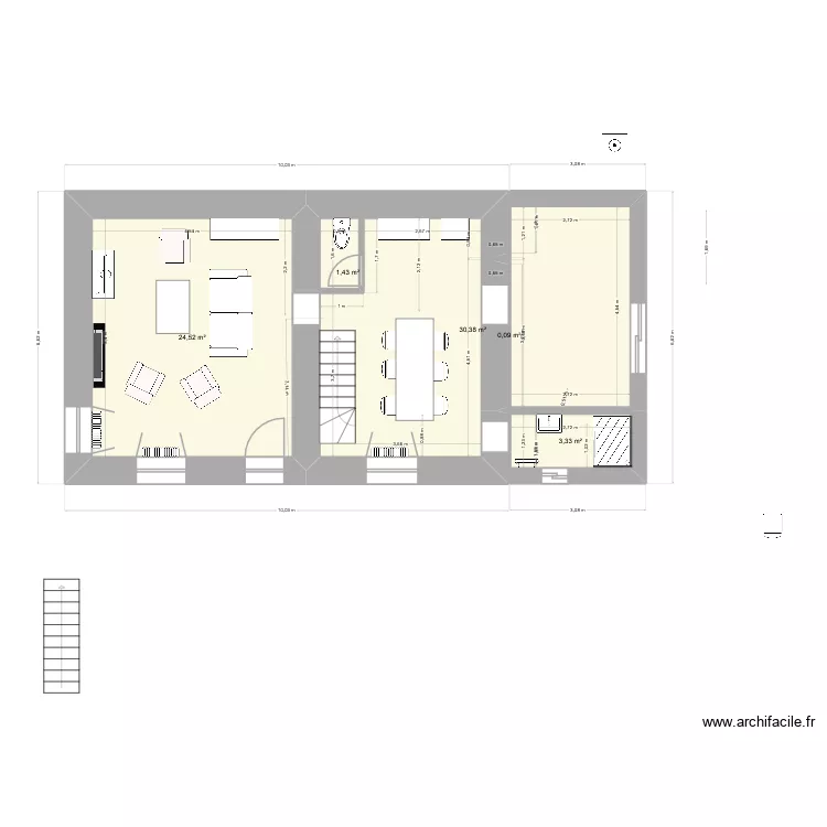 RDC projet 2 avec WC. Plan de 9 et 130 m² RDC projet 2 avec WC. Plan de 9 et 130 m²