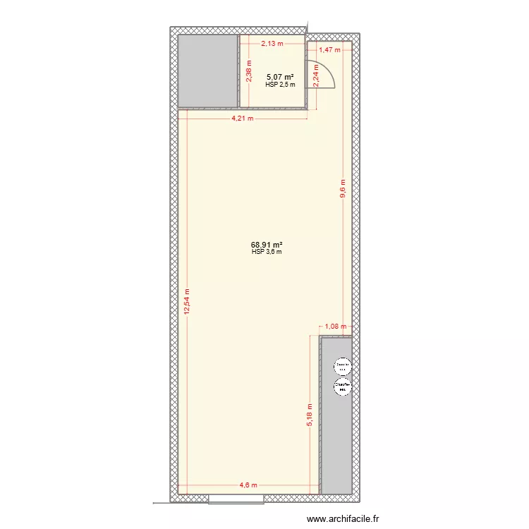 Plan Local Hyeres SCI Les Troenes. Plan de 4  et 84 m²