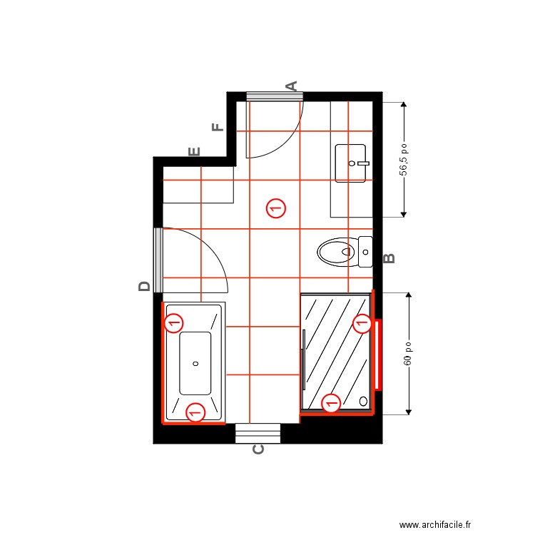 Laberge plan de pose. Plan de 1 pièce et 10 m2