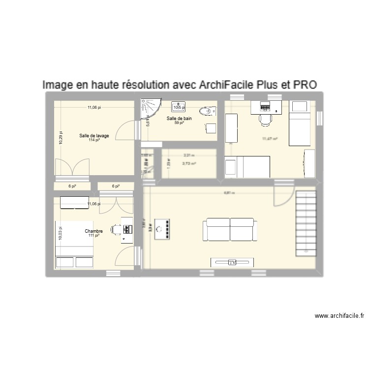 Réno SS2. Plan de 5 pièces et 28 m2