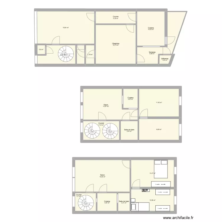 projet 3 unites. Plan de 