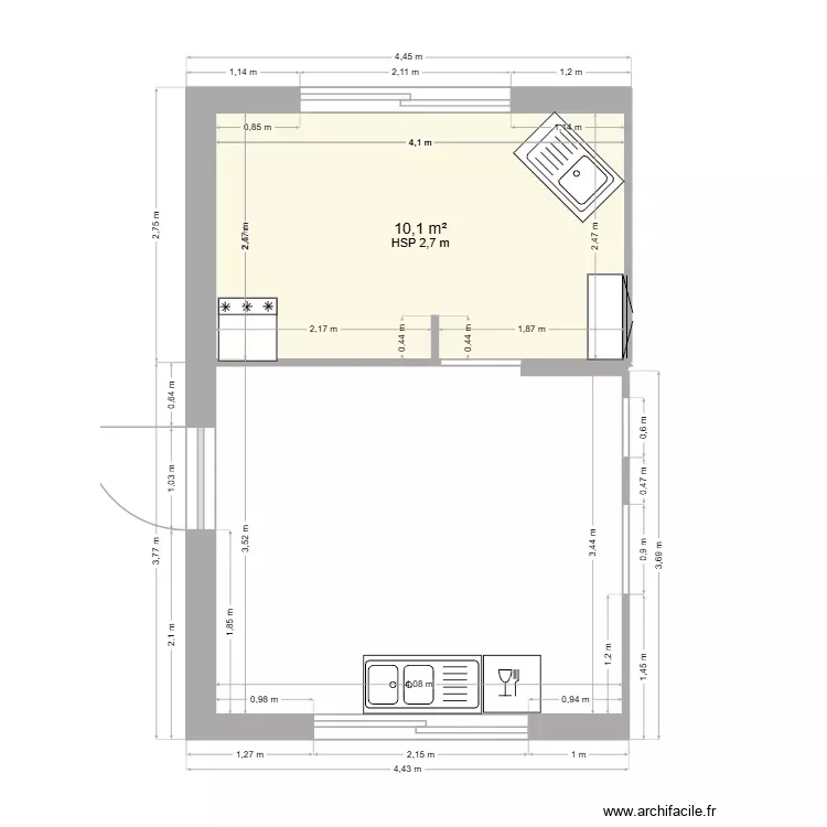 cuisine. Plan de 1 Pièce et 10 m² cuisine. Plan de 1 Pièce et 10 m²