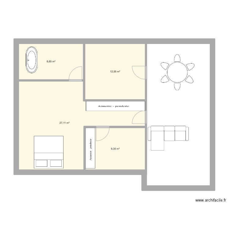 projet 3. Plan de 4 pièces et 58 m2