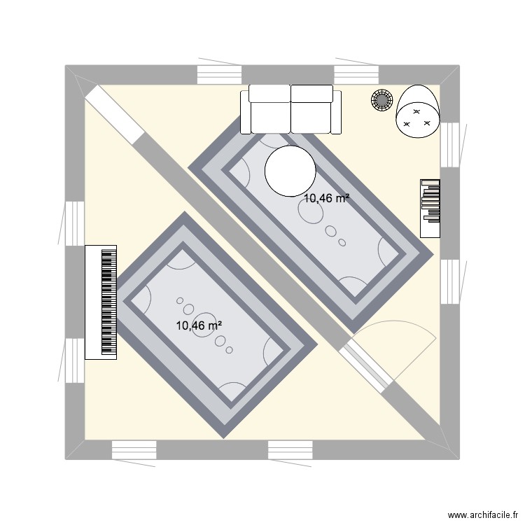 plan Till. Plan de 2 pièces et 21 m2