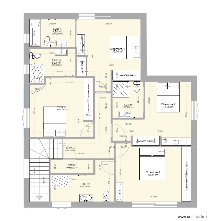 plan etage avec chris. Plan de 0 pièce et 0 m2
