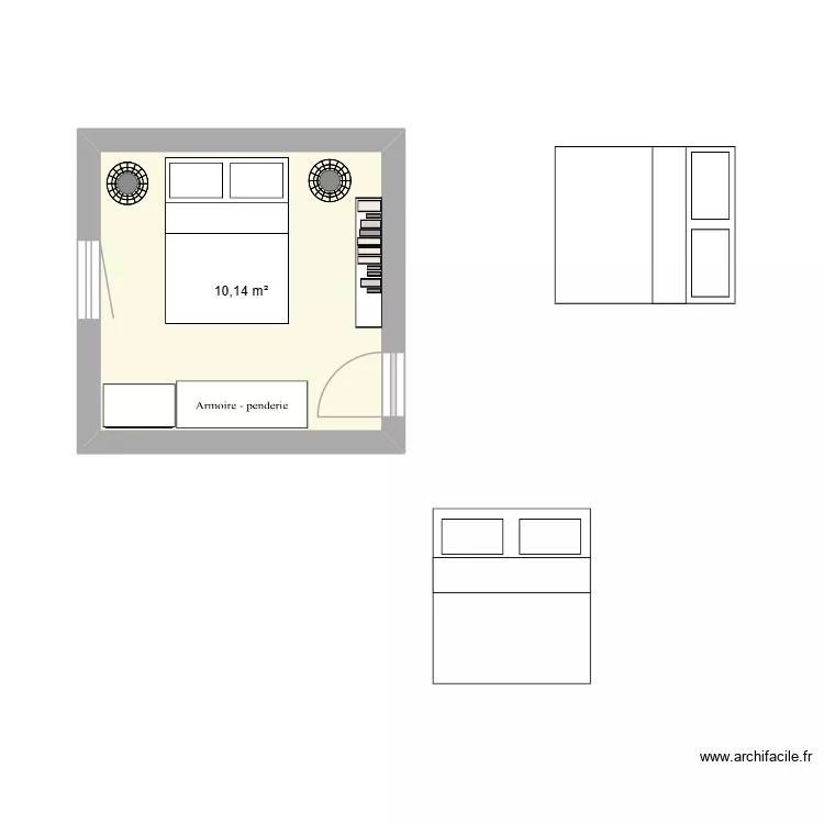 chambre1. Plan de 1  et 10 m²