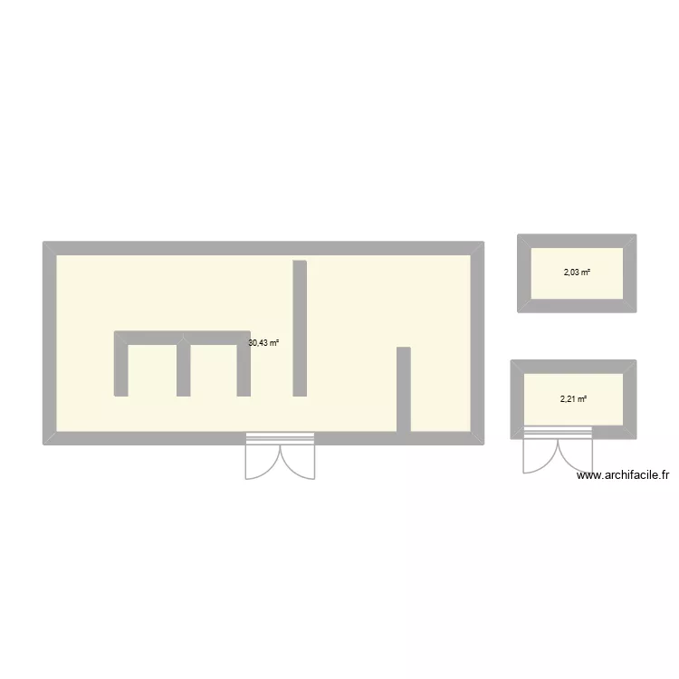 Musee. Plan de 3  et 35 m²