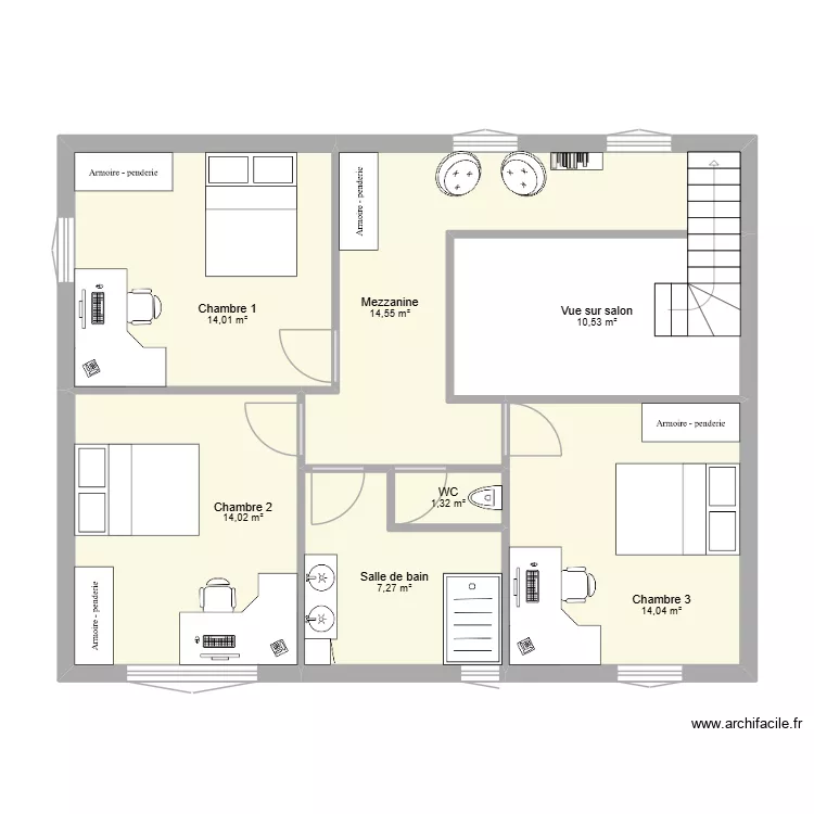 Maison Bellegarde R+1. Plan de 
