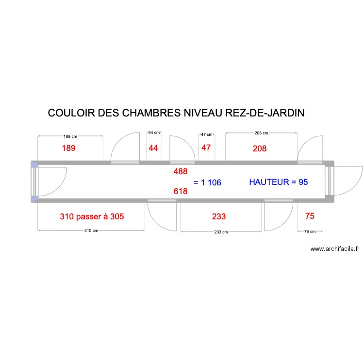 ENDUIT COULOIR. Plan de 1 pièce et 8 m2