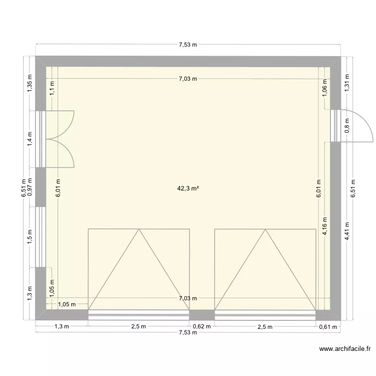 Garage version 1. Plan de 1 et 42 m² Garage version 1. Plan de 1 et 42 m²