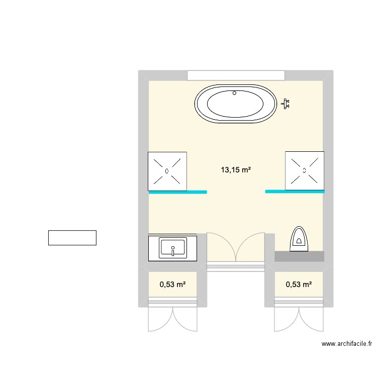 MASTER PARENTS - option2. Plan de 3 pièces et 14 m2