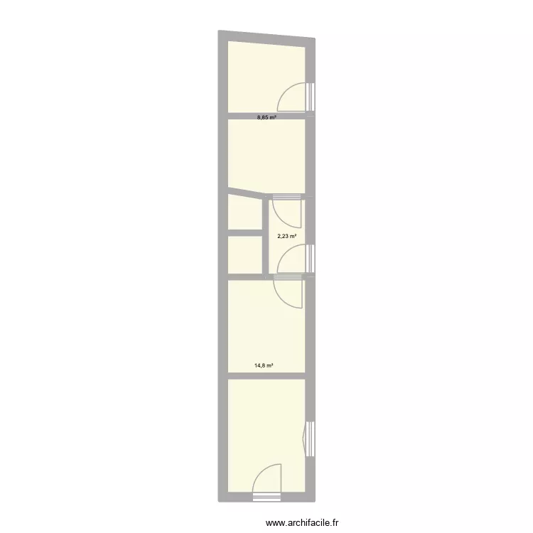 V2 grange Cl&eacute;matites. Plan de 3  et 26 m²