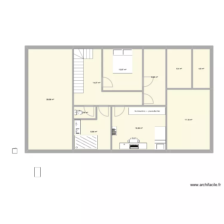 Extension 1. Plan de 10 pièces et 117 m²
