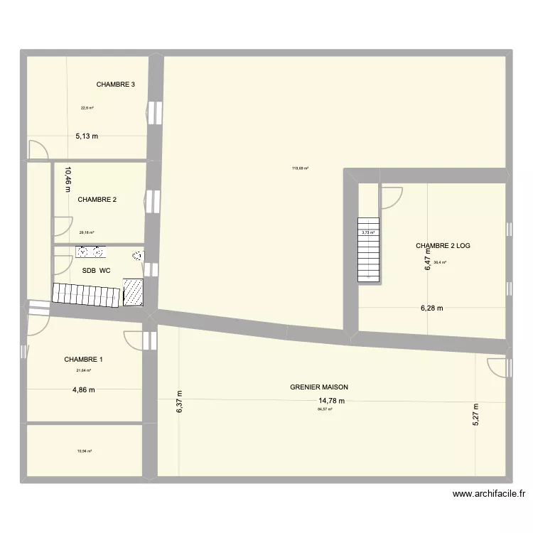 St VIVIEN 2 etage cotation. Plan de 8 et 329 m² St VIVIEN 2 etage cotation. Plan de 8 et 329 m²
