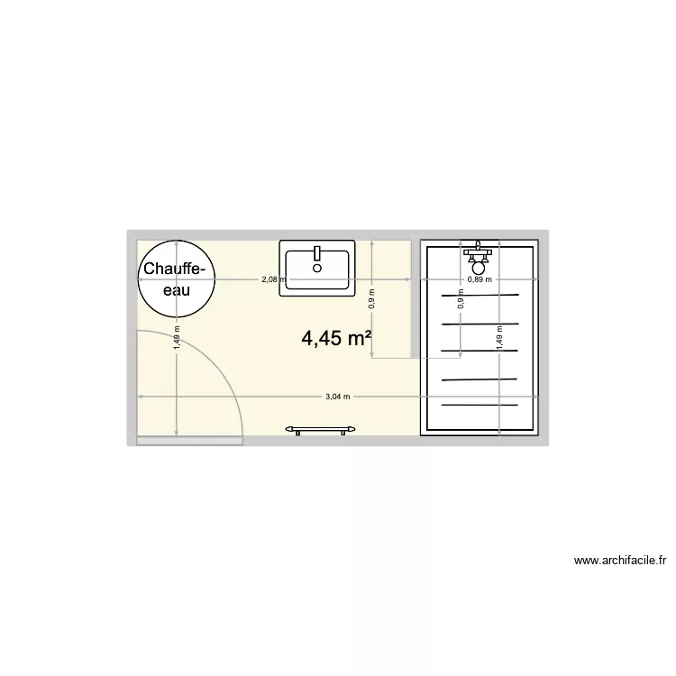 salledebain. Plan de 1  et 4 m²