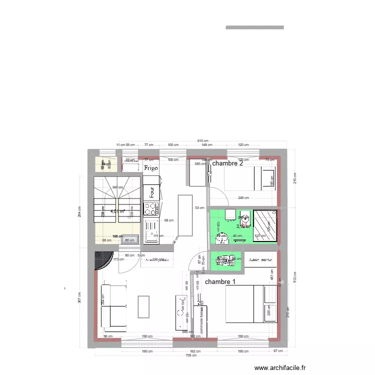 immeuble1 1er Projet 1b 3pi&egrave;ces. Plan de 