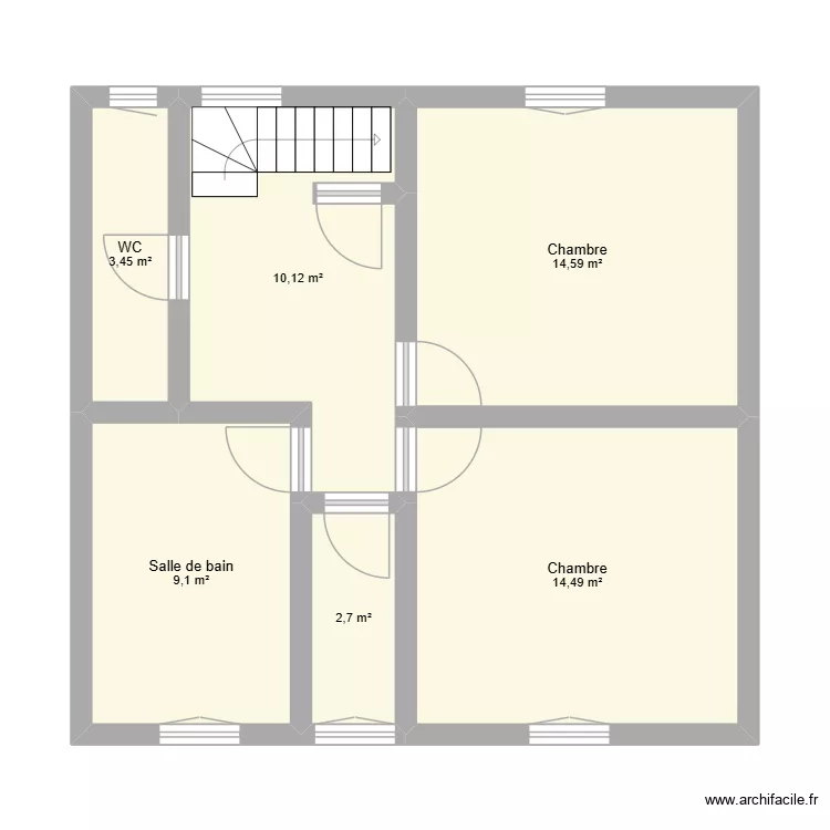 MAISON TOURNAN ETAGE FILLES. Plan de 6 Pièces et 54 m²