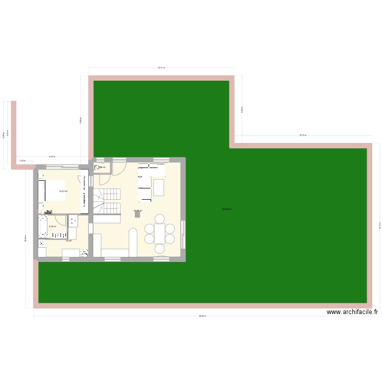 Maison modifiée aménagement garage et buanderie. Plan de 14 pièces et 356 m2