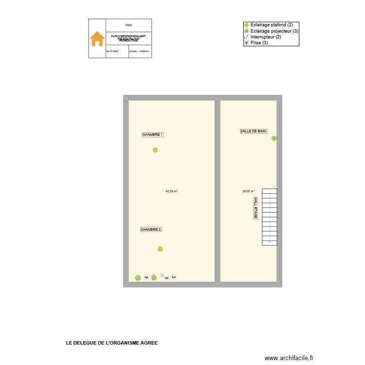 PLAN HABITATION DE WAULSORT 1 ETAGEBIS. Plan de 1 pièce et 74 m2