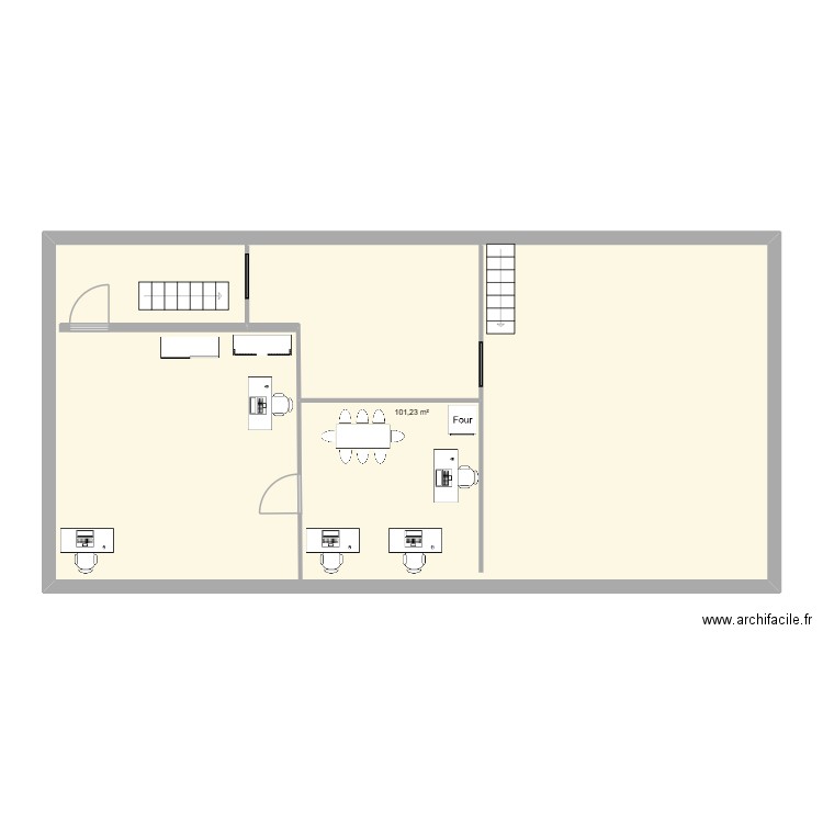 plan bureau. Plan de 1 pièce et 101 m2