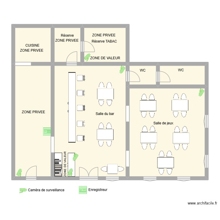 Plan tabac le dynamique vidéo. Plan de 8 pièces et 133 m2