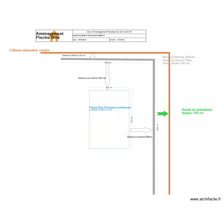 Piscine bois. Plan de 