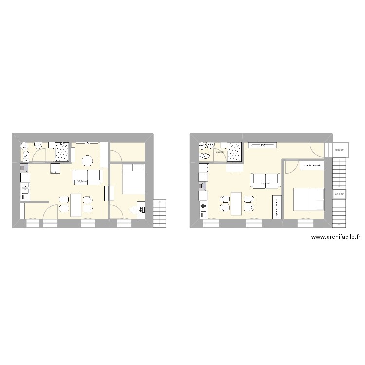 Rdc maison 1. Plan de 5 pièces et 72 m2