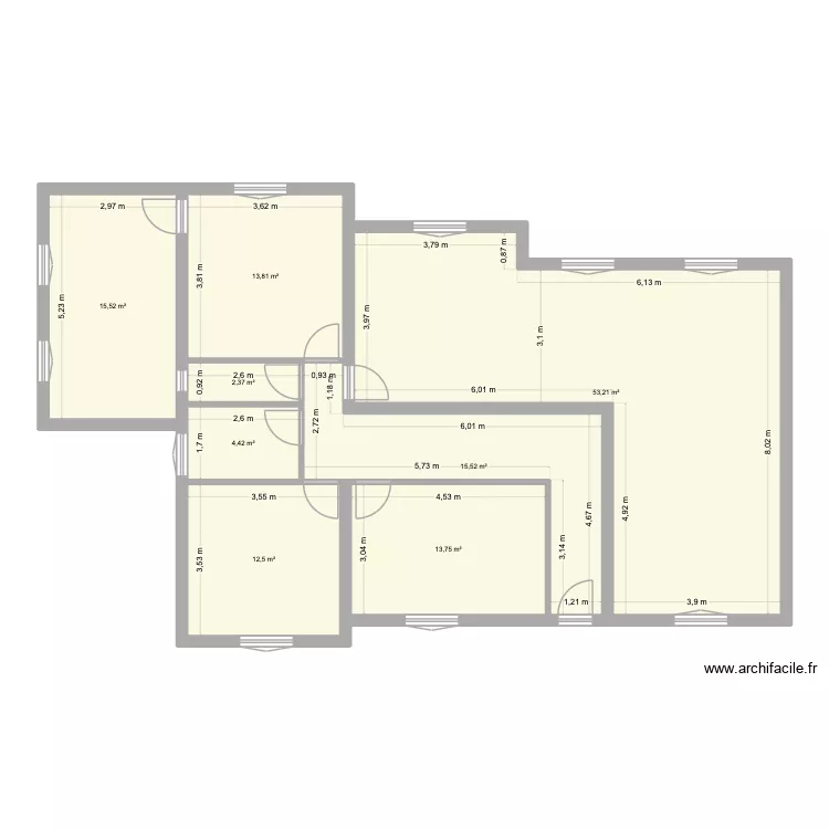 yvrac rdc 2. Plan de 13  et 191 m²