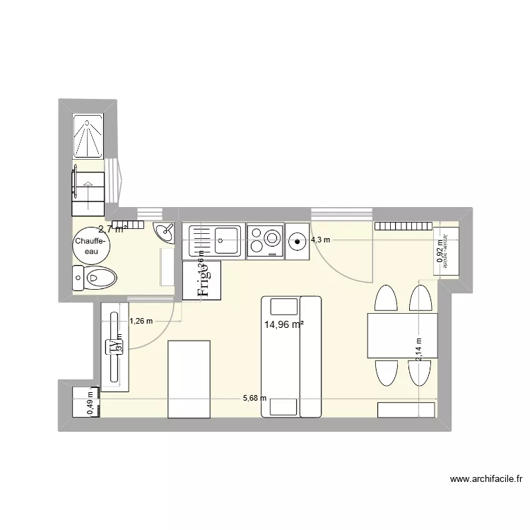 Palais Grill&eacute;. Plan de 2  et 18 m²