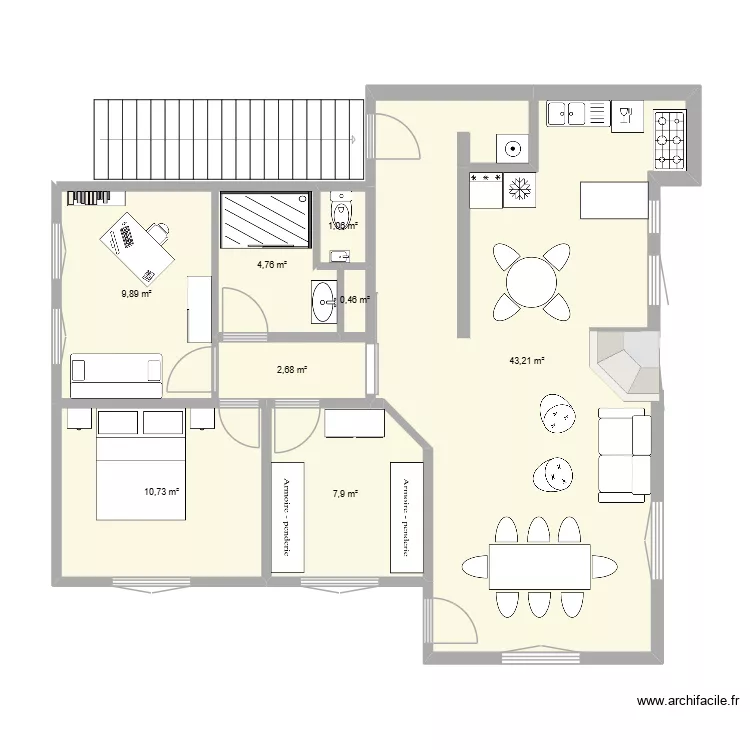 R&eacute;no &eacute;tage LA FARLEDE. Plan de 8  et 81 m²