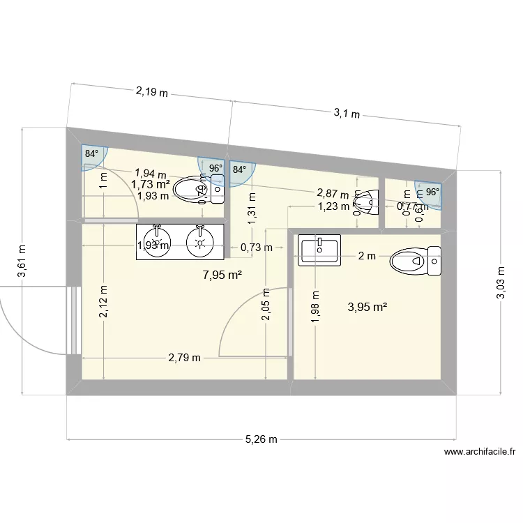 WC BAR GOURDON. Plan de 3 et 14 m² WC BAR GOURDON. Plan de 3 et 14 m²