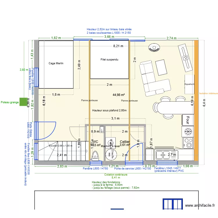 Maison RDC+etage+fa&ccedil;ade Jess BIS. Plan de 4 pièces et 53 m²