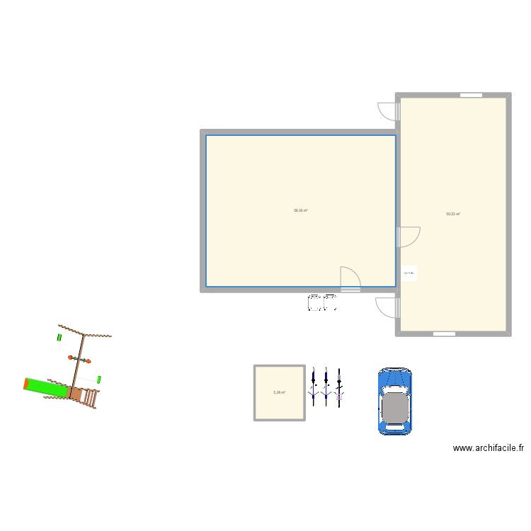 Maison 02. Plan de 3 pièces et 114 m2
