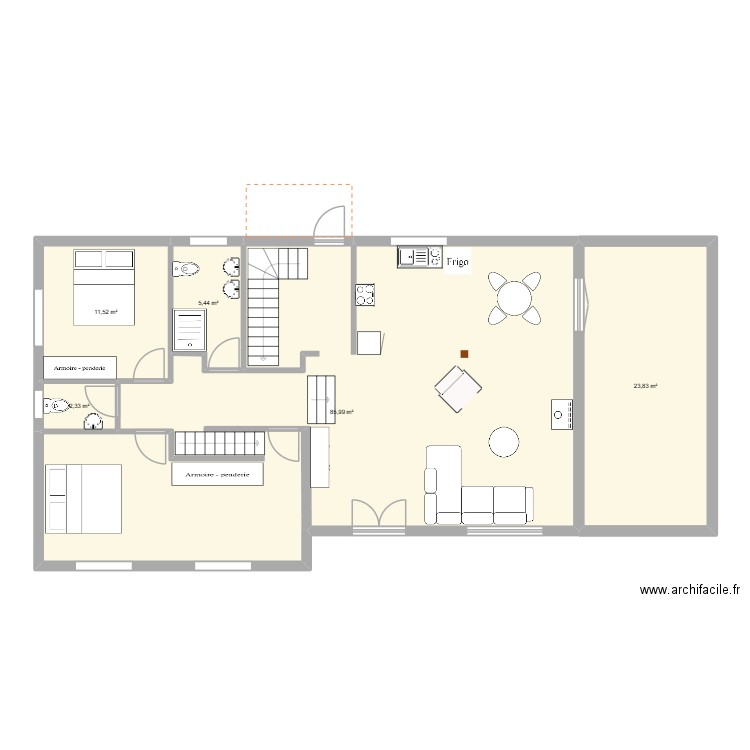 Grand Vivier. Plan de 5 pièces et 129 m2