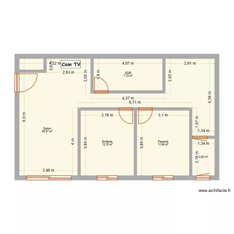 Appart Dakhla Agadir. Plan de 5  et 75 m²