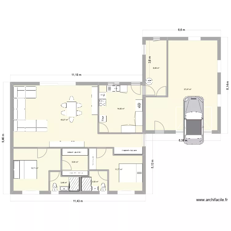 new4. Plan de 9  et 141 m²