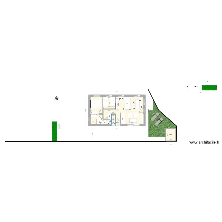 Plan Cancale bungalow avec étage sur 6 m largeur 2. Plan de 3 pièces et 58 m2
