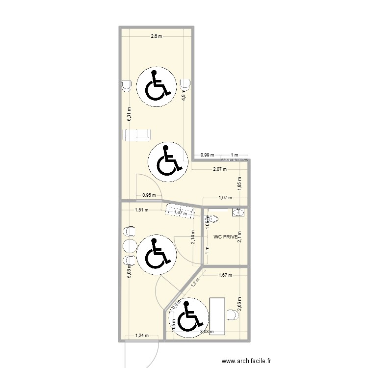 AUTO ECOLE ROYAL. Plan de 4 pièces et 43 m2