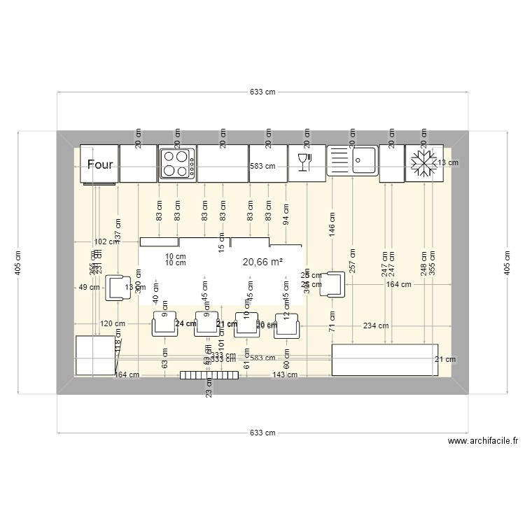 cuisine maison . Plan de 1 pièce et 21 m2