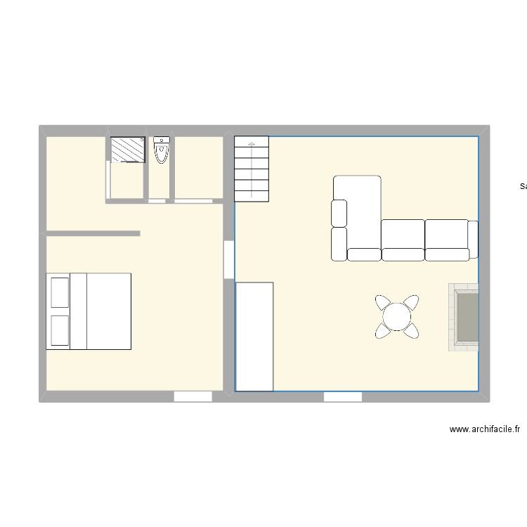bedu. Plan de 4 pièces et 58 m2