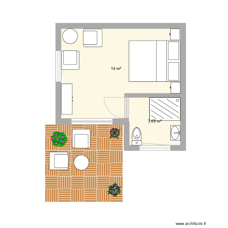 CHALET UTAH 22M2. Plan de 2 pièces et 18 m2