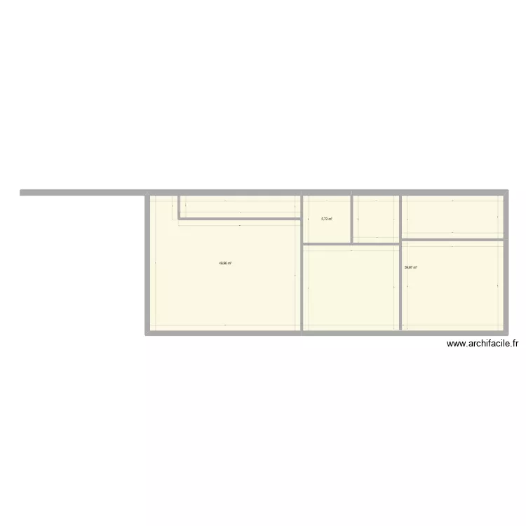 longere rdc. Plan de 3  et 116 m²