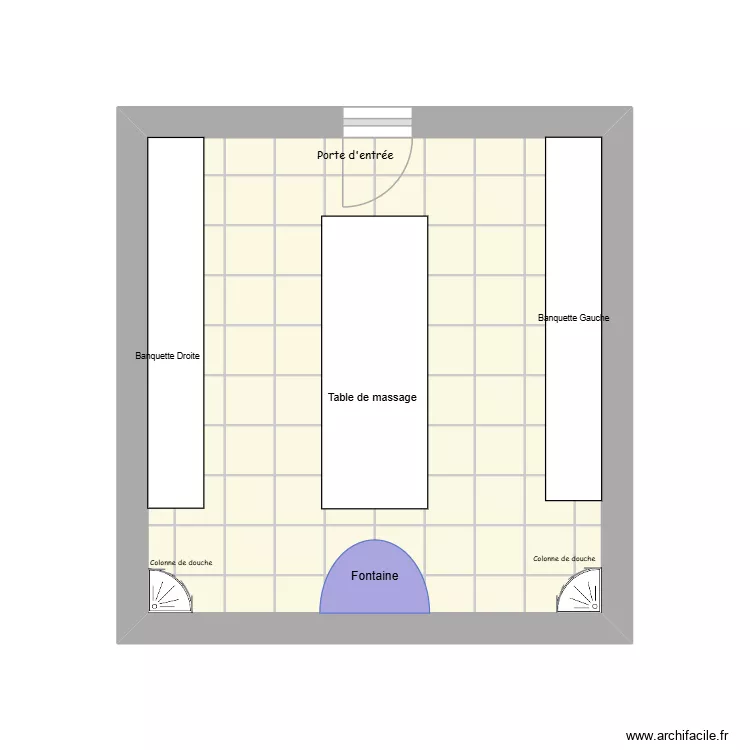 Hammam. Plan de 1  et 15 m²