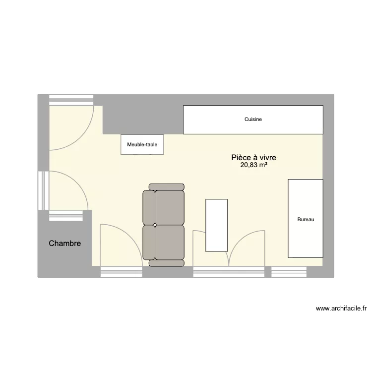 Terra Uva - Pi&egrave;ce &agrave; vivre "salon". Plan de 3  et 22 m²