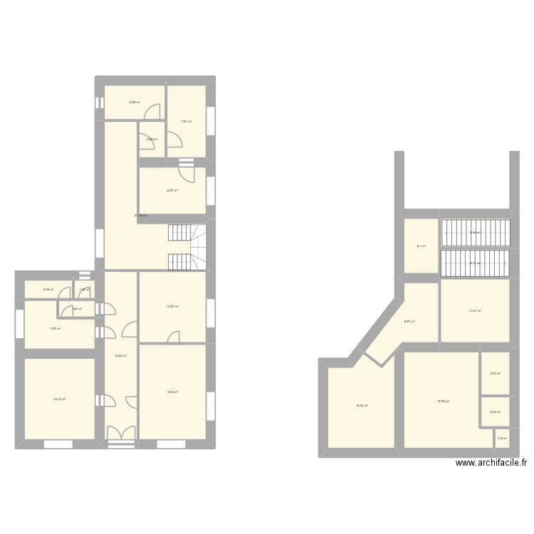 bidegain. Plan de 23 pièces et 194 m2