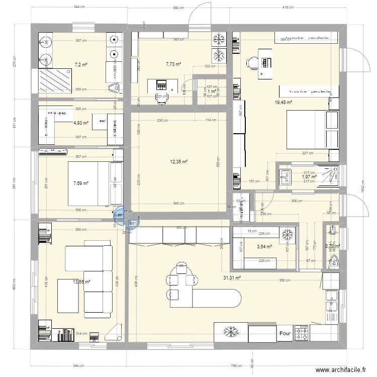 la maison du Bonheur version 4 avec améliorations RET. Plan de 12 pièces et 112 m2