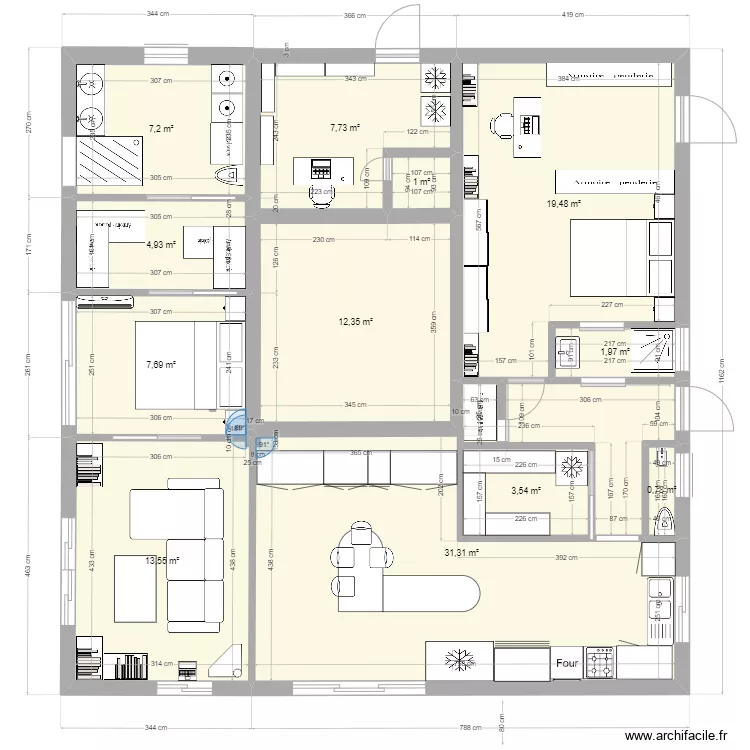 la maison du Bonheur version 4 avec am&eacute;liorations RET. Plan de 