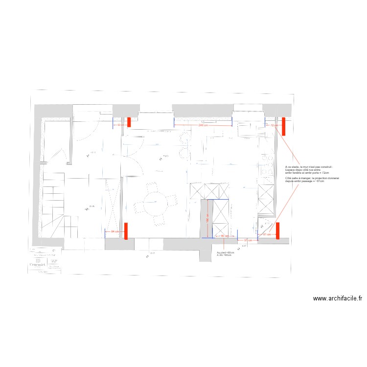 Indications de cotes pour Marion. Plan de 0 pièce et 0 m2