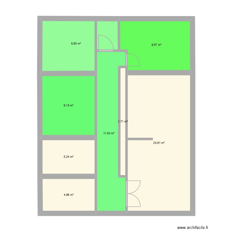 apprt. Plan de 8 pièces et 76 m2