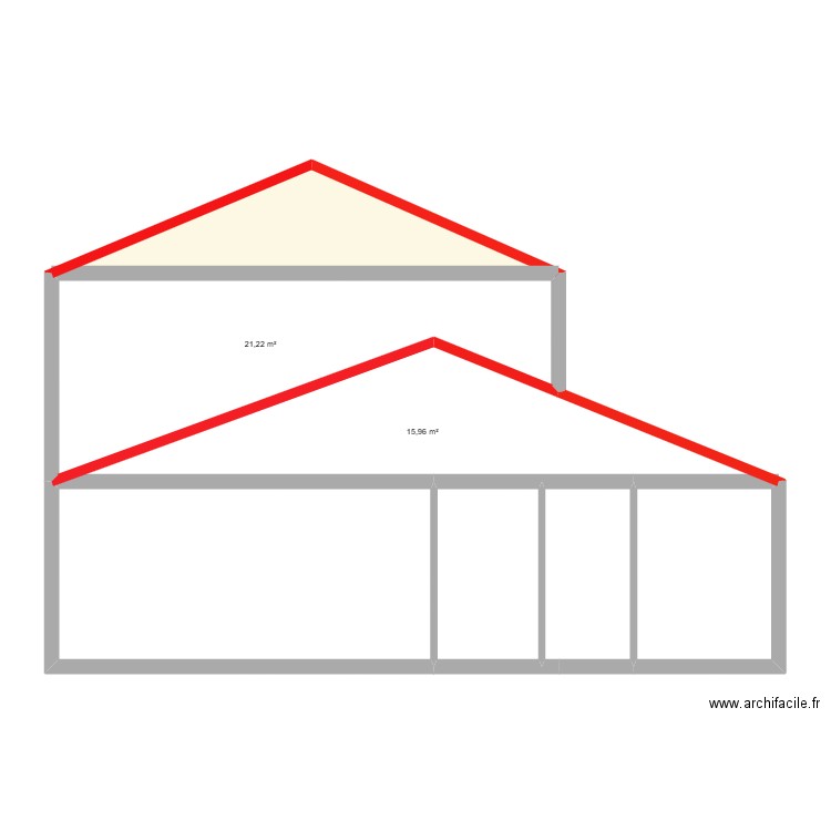 COUPES. Plan de 7 pièces et 90 m2